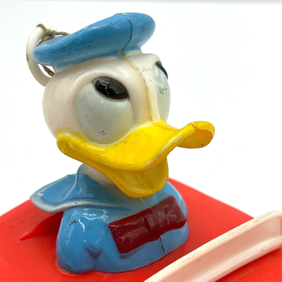 Vintage Donald Duck Trickey Rider Walt Disney String Pull Toy Hard Plastic - Picture 9 of 14